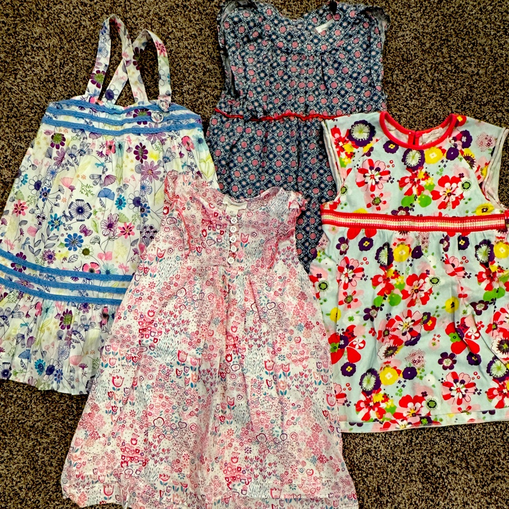4 pack of Angel Dear cotton dresses 4T
